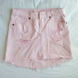 light pink distressed skirt